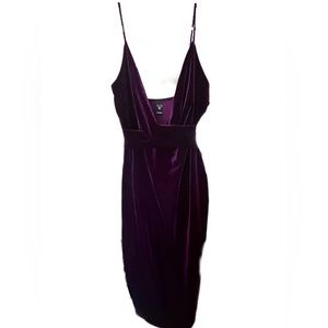 Purple Crushed Velvet Midi Dress